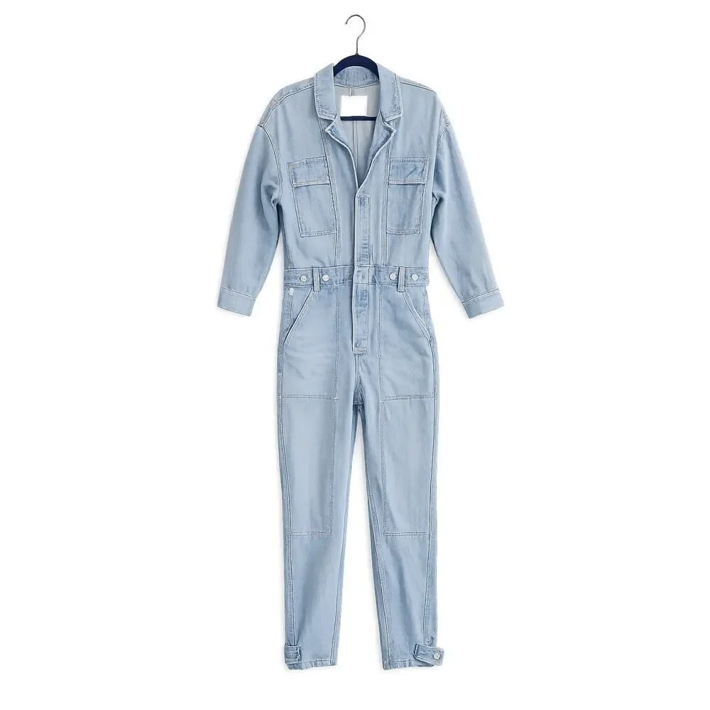 Citizens of Humanity Utility Denim Y2K Jumpsuit Light Wash Zip Front Size M - Picture 6 of 12